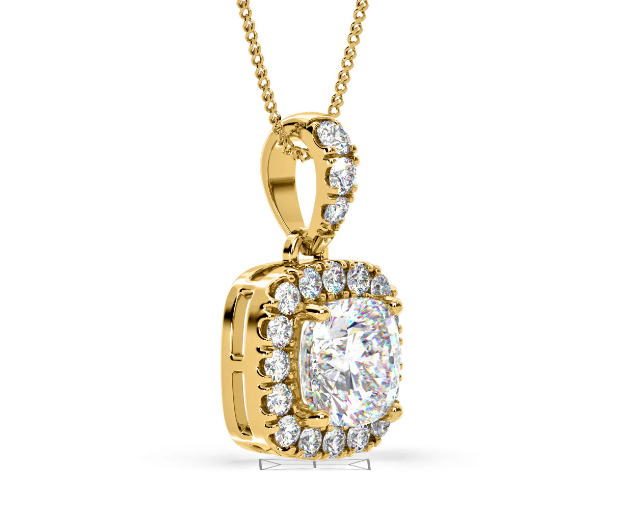 Beatrice Cushion Cut Lab Diamond Pendant Necklace 1.38ct in 18K Yellow Gold F/VS1 - Image 77