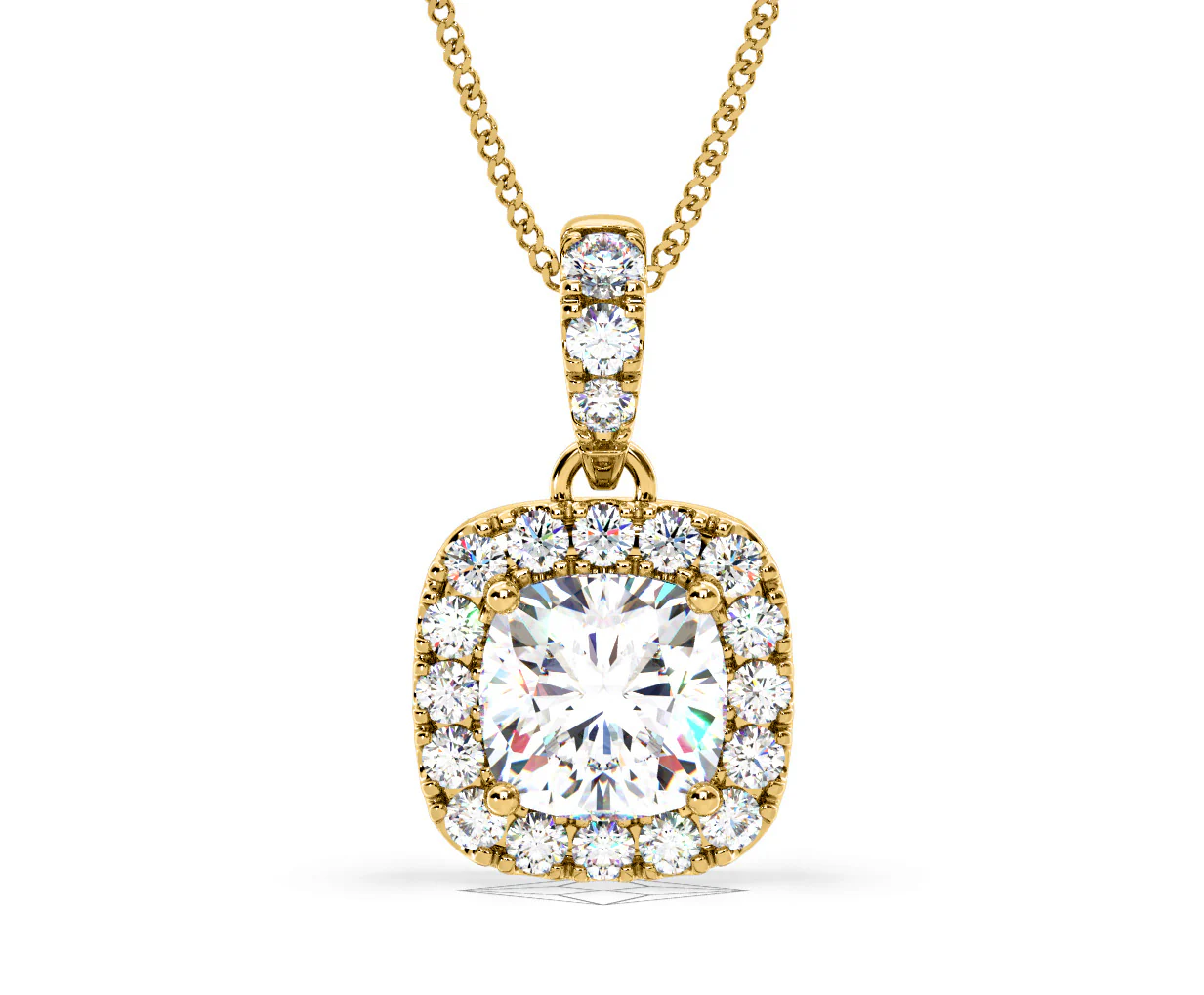 Beatrice Cushion Cut Lab Diamond Pendant Necklace 1.38ct in 18K Yellow Gold F/VS1 - Image 8