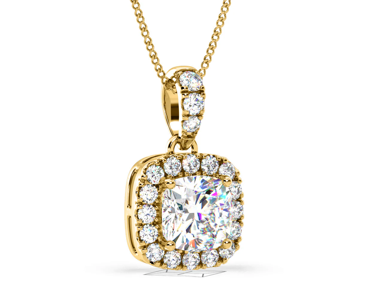 Beatrice Cushion Cut Lab Diamond Pendant Necklace 1.38ct in 18K Yellow Gold F/VS1 - Image 82