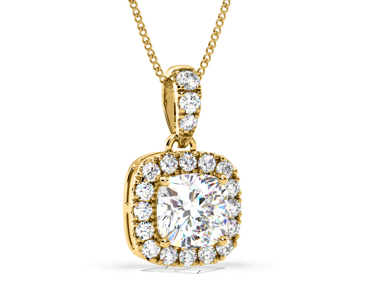 Beatrice Cushion Cut Lab Diamond Pendant Necklace 1.38ct in 18K Yellow Gold F/VS1 - Image 83