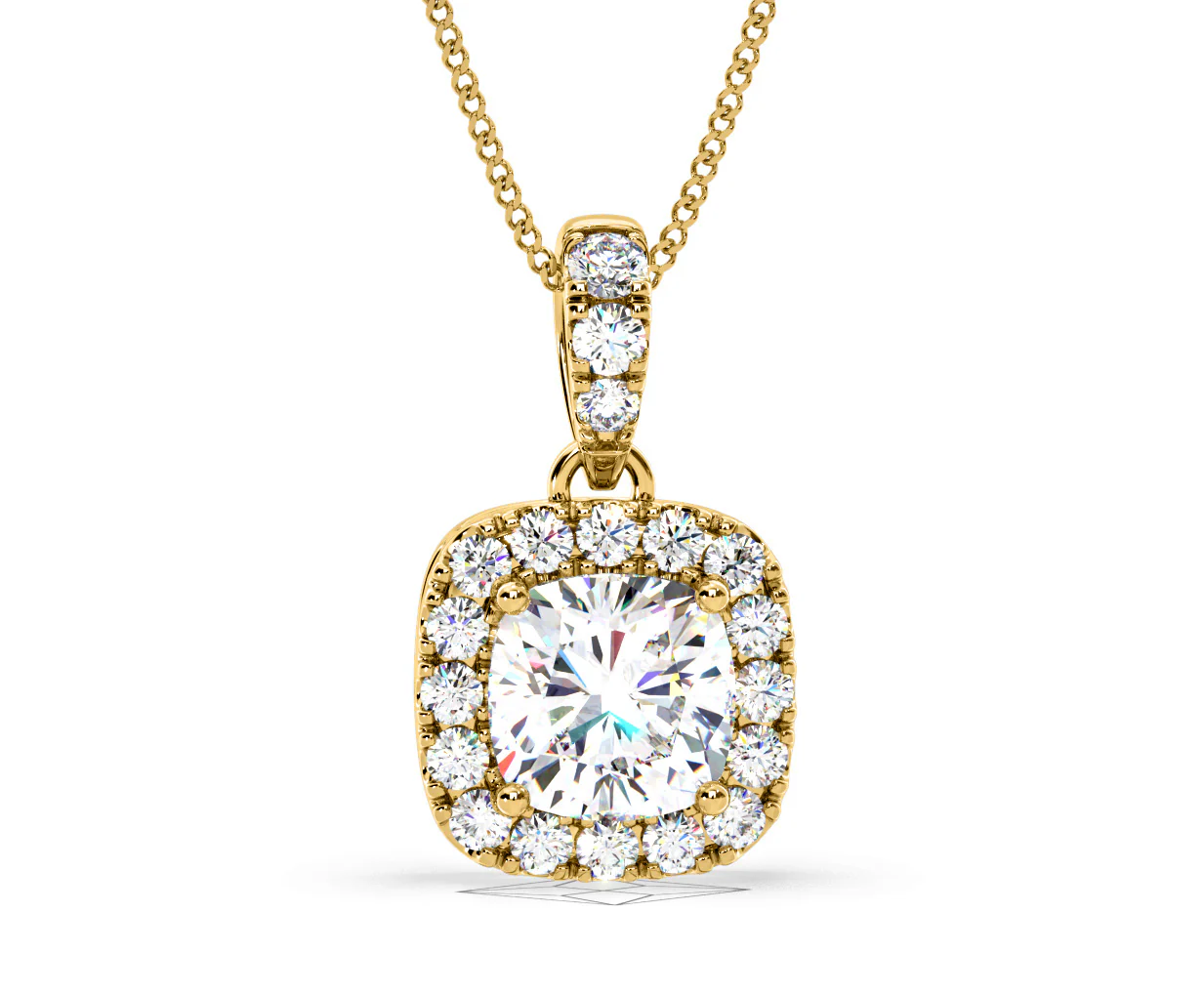Beatrice Cushion Cut Lab Diamond Pendant Necklace 1.38ct in 18K Yellow Gold F/VS1 - Image 86