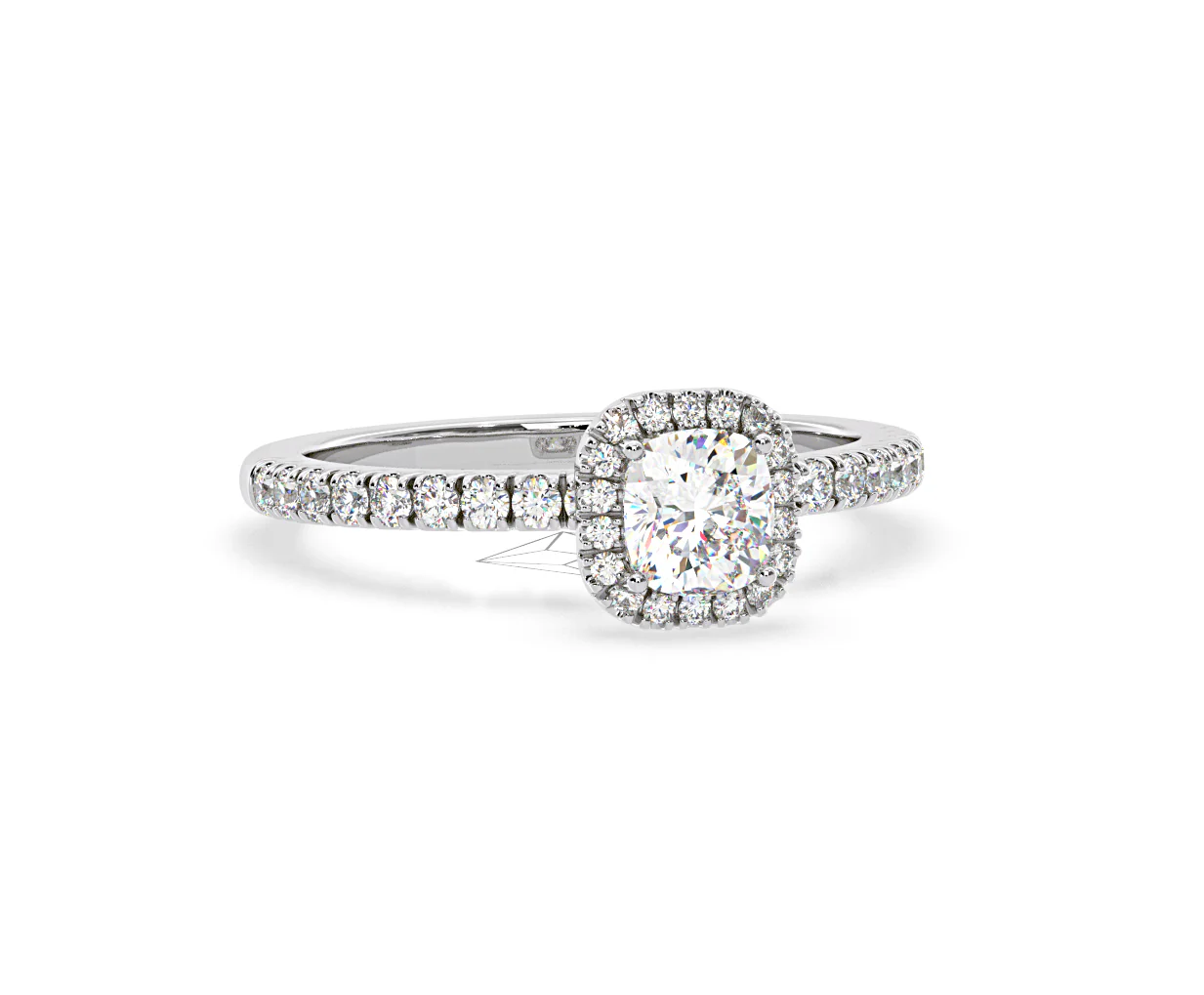 Beatrice Diamond Halo Engagement Ring 18K White Gold 1ct G/VS2 - Image 164