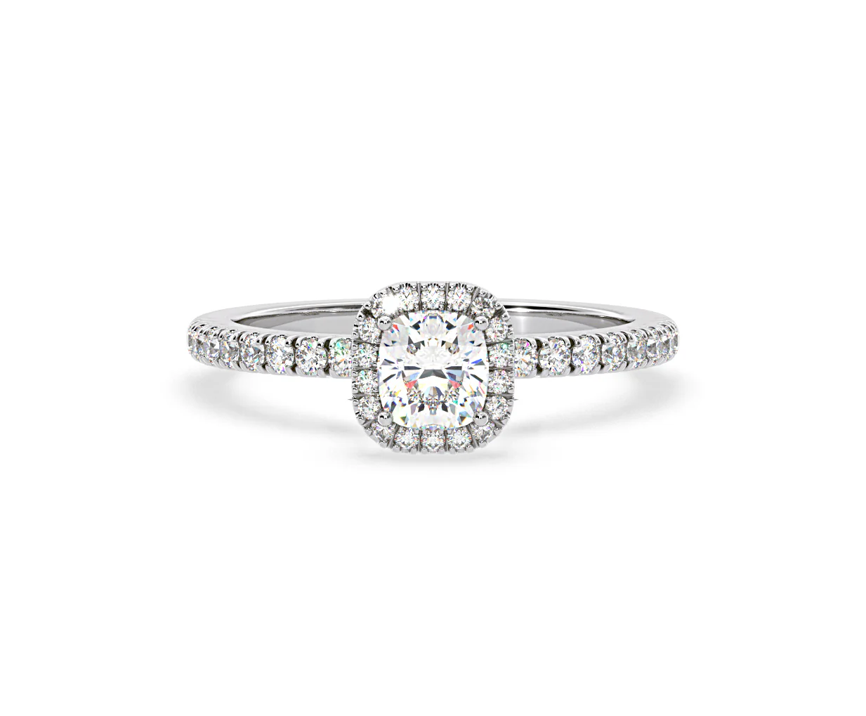 Beatrice Diamond Halo Engagement Ring in Platinum 1ct G/VS1 - Image 7