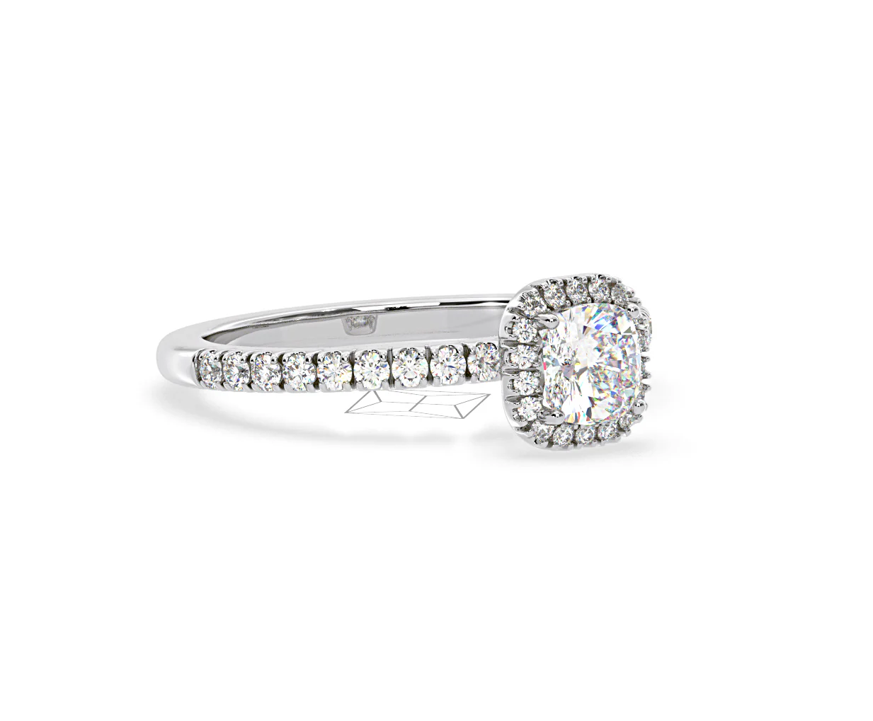 Beatrice Lab Diamond Halo Engagement Ring in Platinum 1ct F/VS1 - Image 160