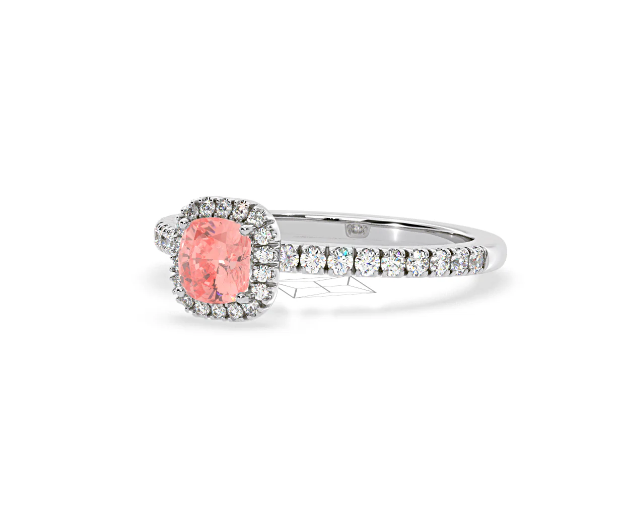 Beatrice Pink Lab Diamond 1.00ct Cushion Halo Ring in 18K White Gold- Elara Collection - Image 13