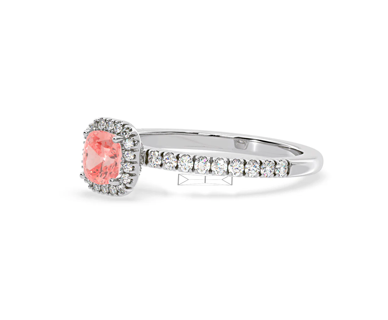 Beatrice Pink Lab Diamond 1.00ct Cushion Halo Ring in 18K White Gold- Elara Collection - Image 17