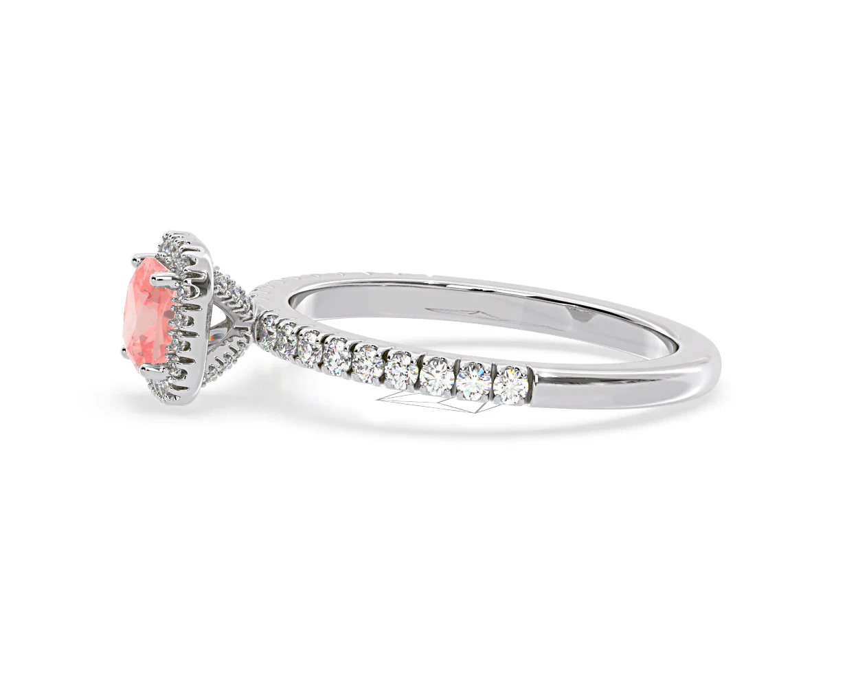 Beatrice Pink Lab Diamond 1.00ct Cushion Halo Ring in 18K White Gold- Elara Collection - Image 24