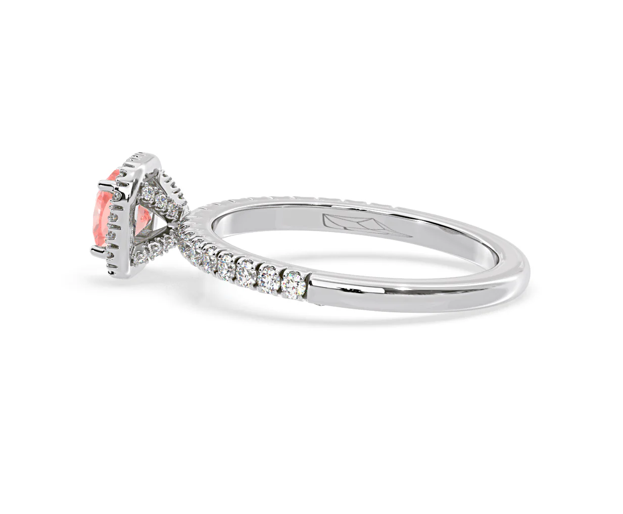 Beatrice Pink Lab Diamond 1.00ct Cushion Halo Ring in 18K White Gold- Elara Collection - Image 30