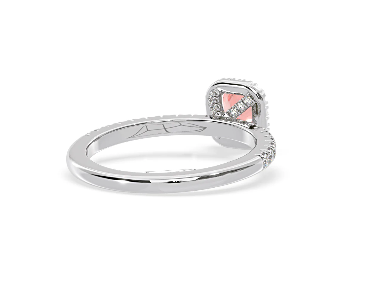 Beatrice Pink Lab Diamond 1.00ct Cushion Halo Ring in 18K White Gold- Elara Collection - Image 53