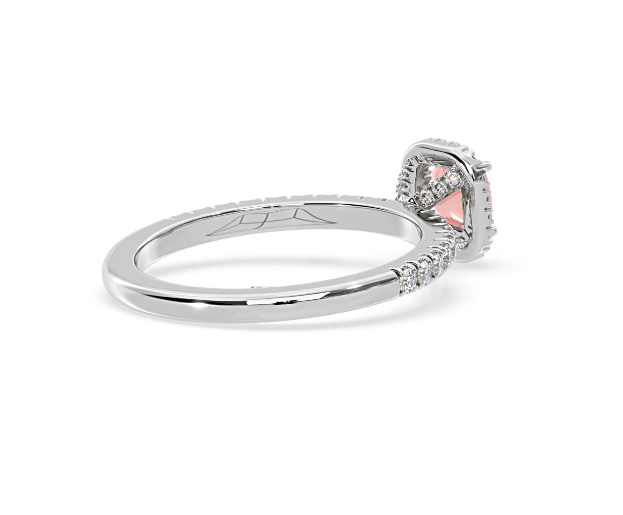 Beatrice Pink Lab Diamond 1.00ct Cushion Halo Ring in 18K White Gold- Elara Collection - Image 57