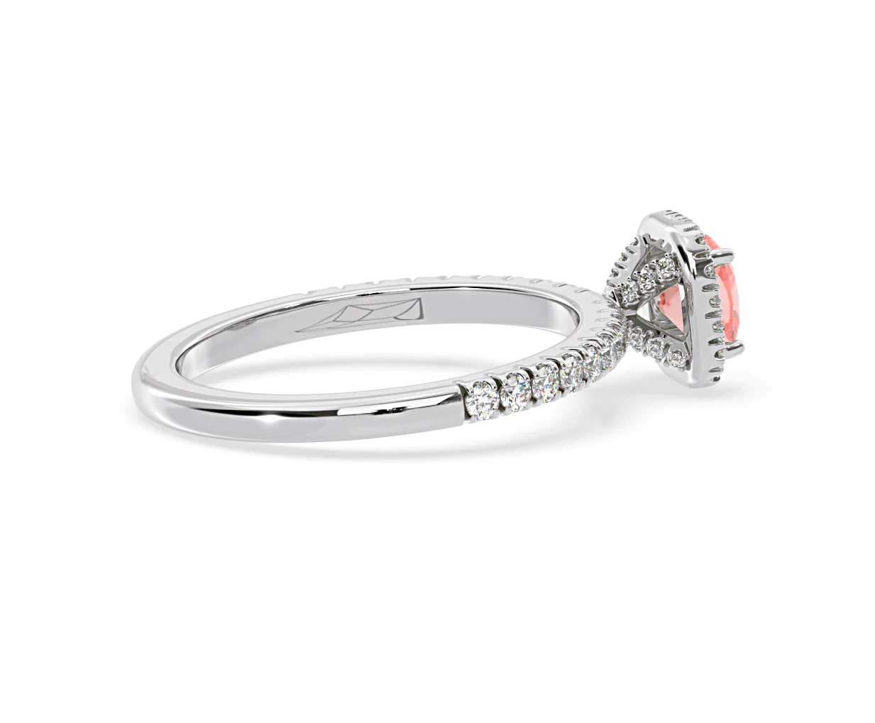 Beatrice Pink Lab Diamond 1.00ct Cushion Halo Ring in 18K White Gold- Elara Collection - Image 62