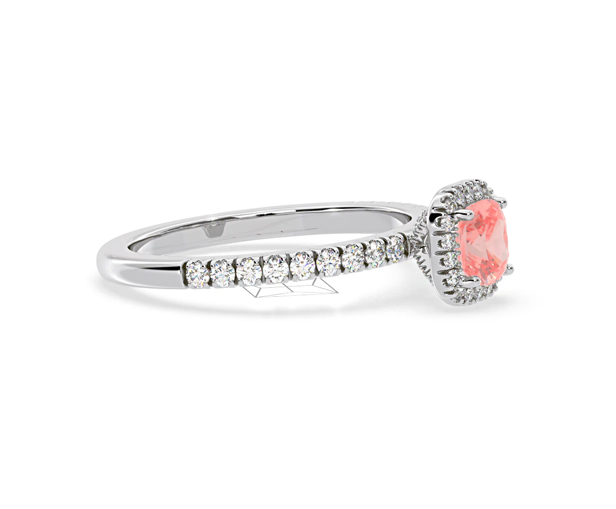 Beatrice Pink Lab Diamond 1.00ct Cushion Halo Ring in 18K White Gold- Elara Collection - Image 73