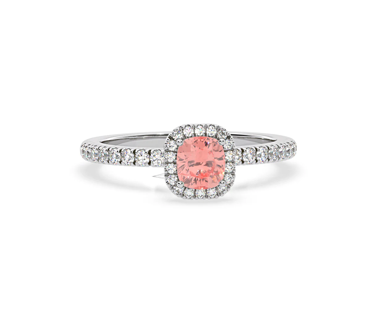 Beatrice Pink Lab Diamond 1.00ct Cushion Halo Ring in 18K White Gold- Elara Collection - Image 85