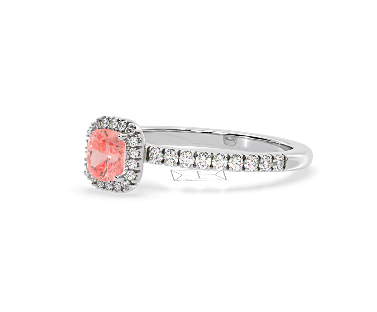 Beatrice Pink Lab Diamond 1.00ct Cushion Halo Ring in Platinum - Elara Collection - Image 16