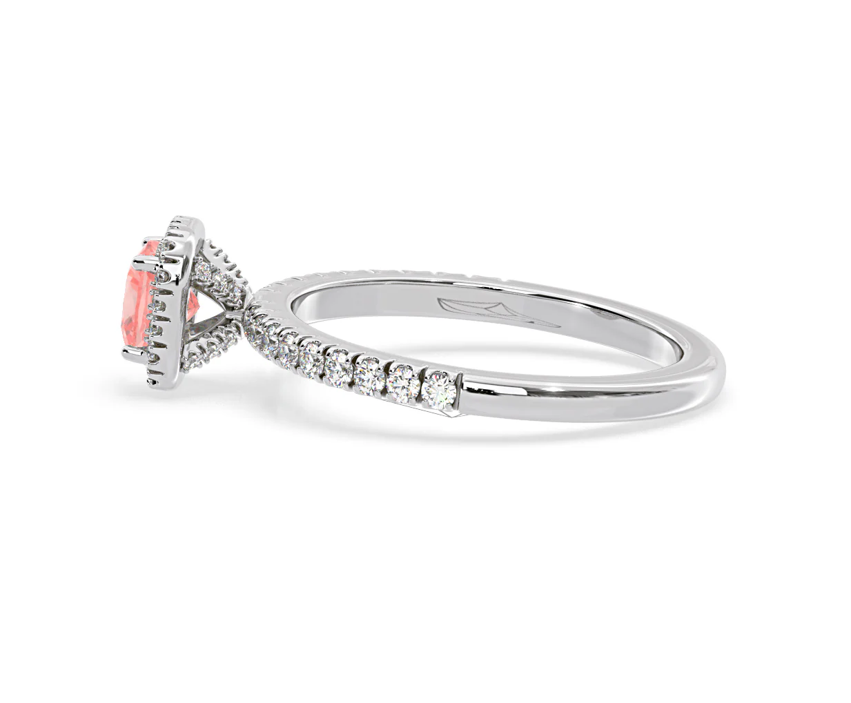 Beatrice Pink Lab Diamond 1.00ct Cushion Halo Ring in Platinum - Elara Collection - Image 28