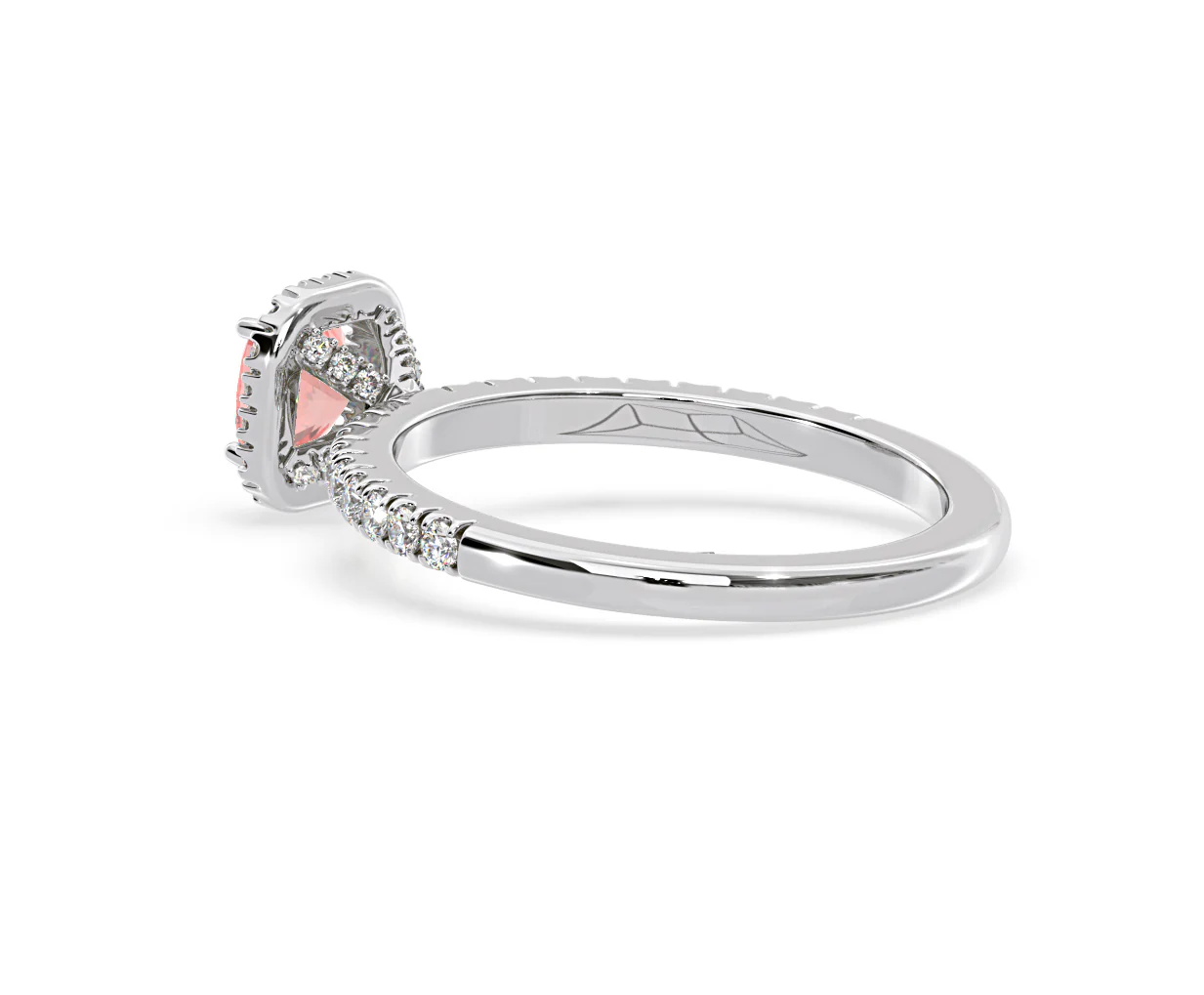 Beatrice Pink Lab Diamond 1.00ct Cushion Halo Ring in Platinum - Elara Collection - Image 35