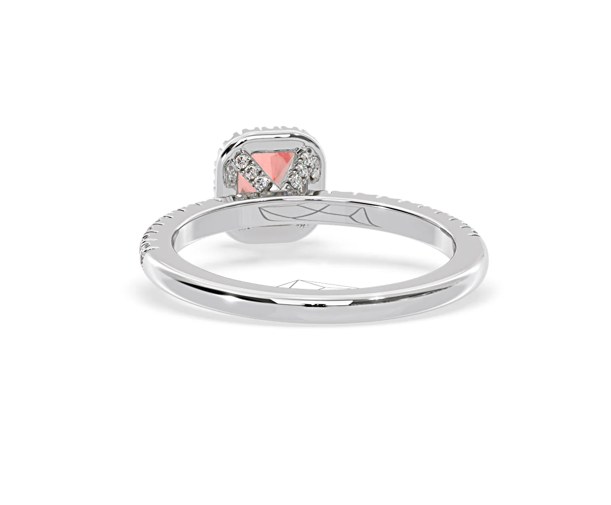 Beatrice Pink Lab Diamond 1.00ct Cushion Halo Ring in Platinum - Elara Collection - Image 44