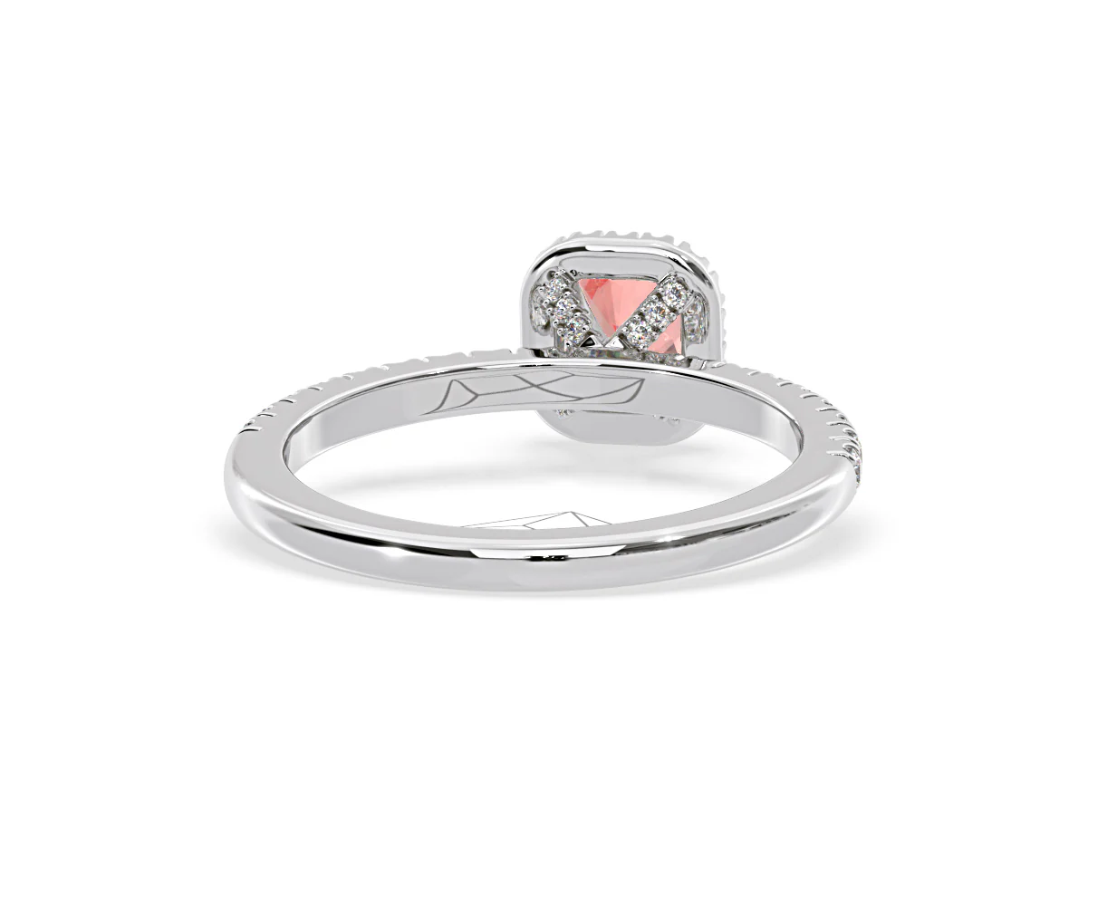 Beatrice Pink Lab Diamond 1.00ct Cushion Halo Ring in Platinum - Elara Collection - Image 49