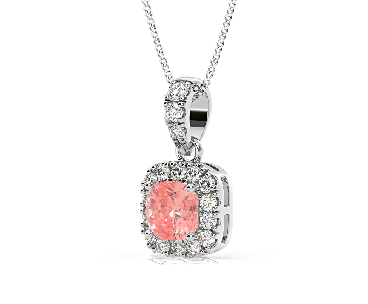 Beatrice Pink Lab Diamond Cushion Cut Necklace 0.70ct in 18K White Gold - Elara Collection - Image 15