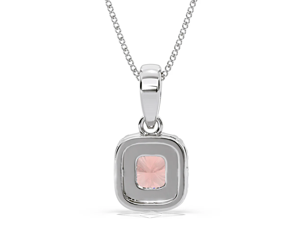 Beatrice Pink Lab Diamond Cushion Cut Necklace 0.70ct in 18K White Gold - Elara Collection - Image 48