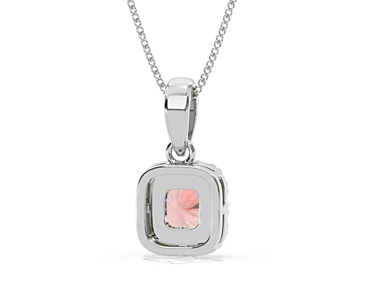 Beatrice Pink Lab Diamond Cushion Cut Necklace 0.70ct in 18K White Gold - Elara Collection - Image 50