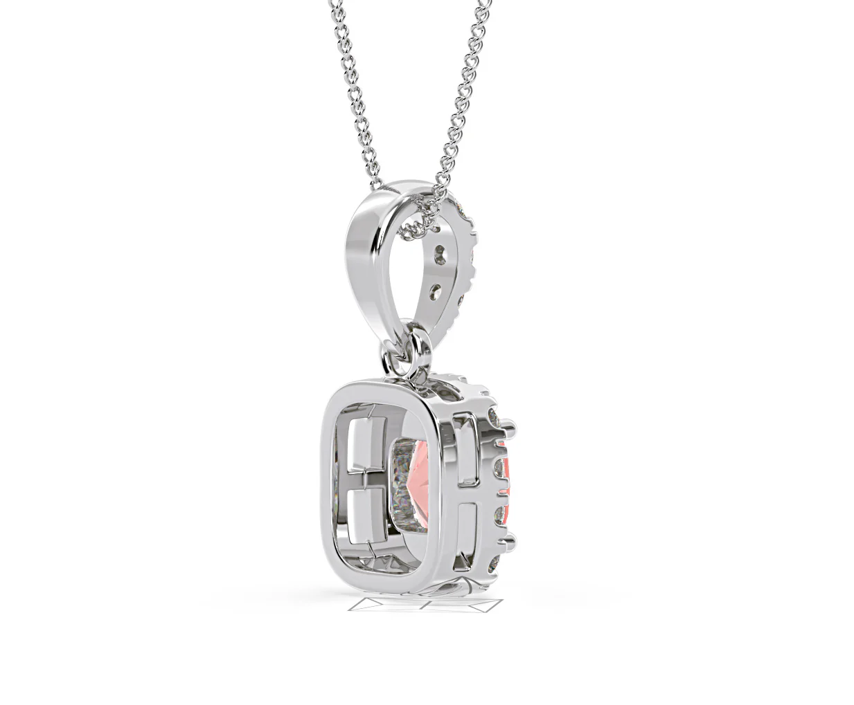 Beatrice Pink Lab Diamond Cushion Cut Necklace 0.70ct in 18K White Gold - Elara Collection - Image 59