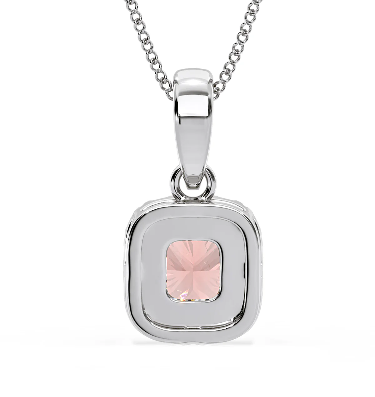 Beatrice Pink Lab Diamond Cushion Cut Necklace 0.70ct in 18K White Gold - Elara Collection - Image 6
