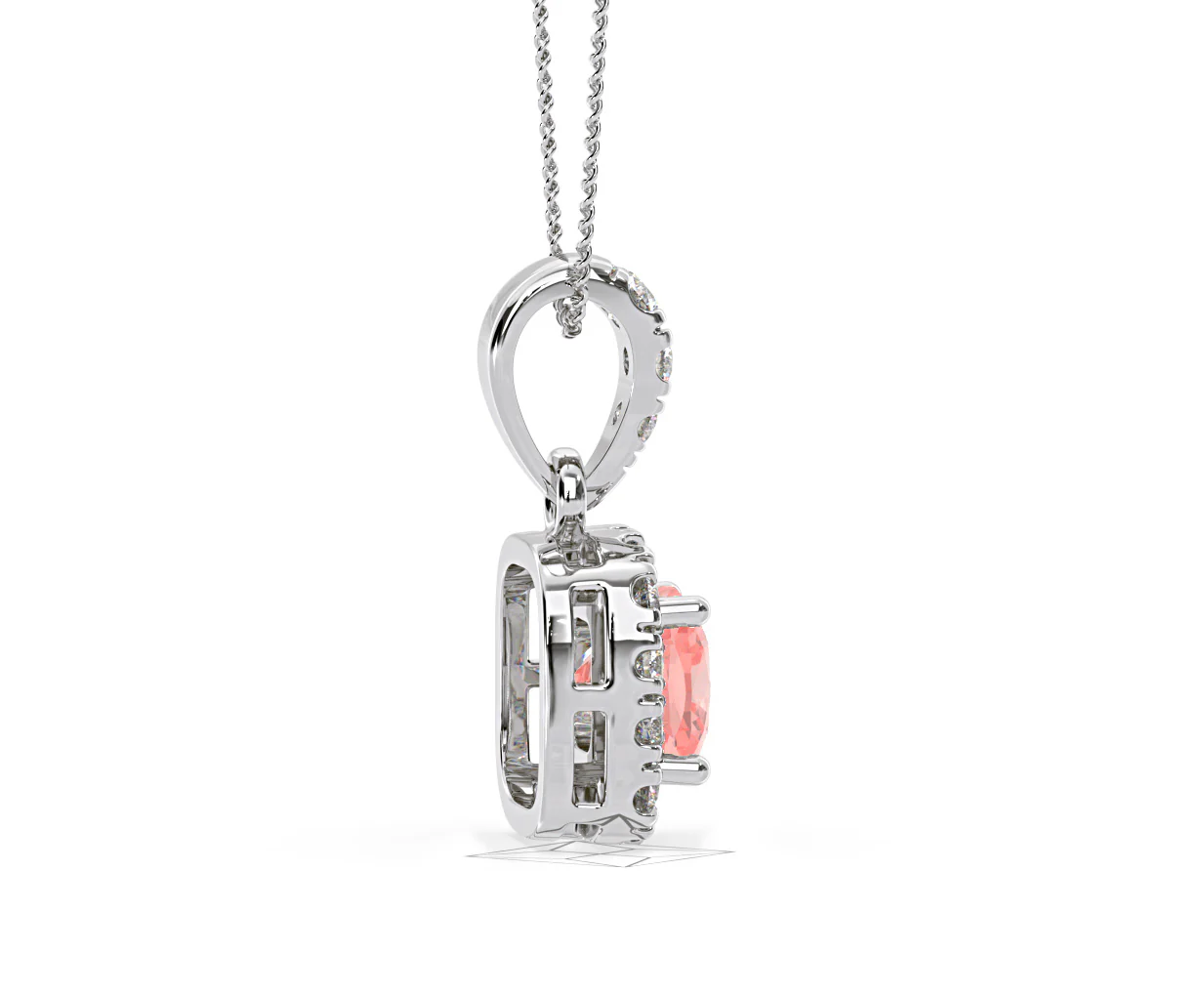 Beatrice Pink Lab Diamond Cushion Cut Necklace 0.70ct in 18K White Gold - Elara Collection - Image 65