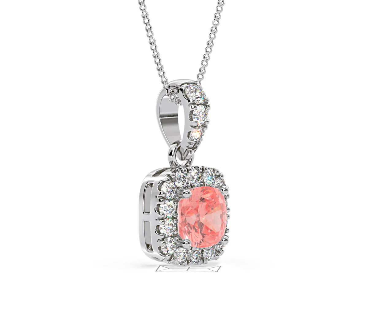 Beatrice Pink Lab Diamond Cushion Cut Necklace 0.70ct in 18K White Gold - Elara Collection - Image 78