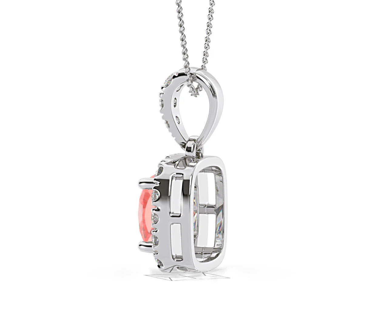 Beatrice Pink Lab Diamond Cushion Cut Necklace 1.38ct in 18K White Gold - Elara Collection - Image 33