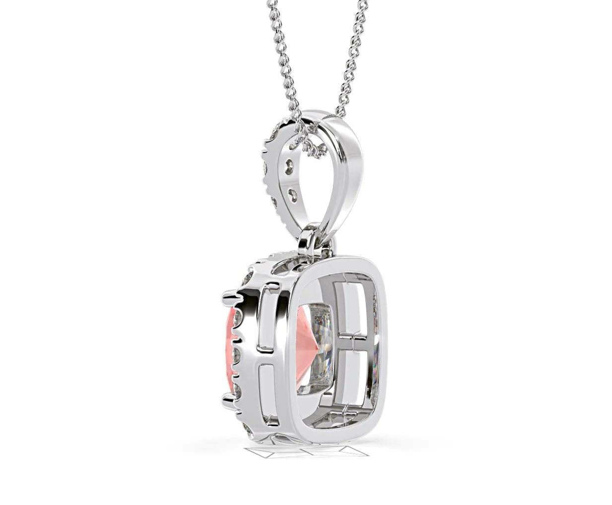 Beatrice Pink Lab Diamond Cushion Cut Necklace 1.38ct in 18K White Gold - Elara Collection - Image 36