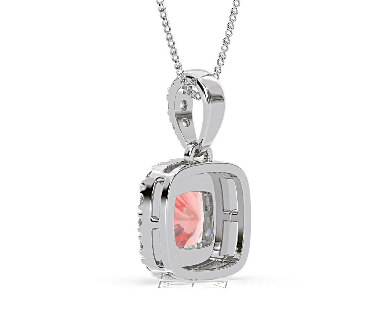Beatrice Pink Lab Diamond Cushion Cut Necklace 1.38ct in 18K White Gold - Elara Collection - Image 39