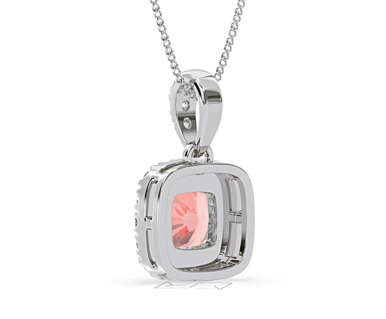 Beatrice Pink Lab Diamond Cushion Cut Necklace 1.38ct in 18K White Gold - Elara Collection - Image 41
