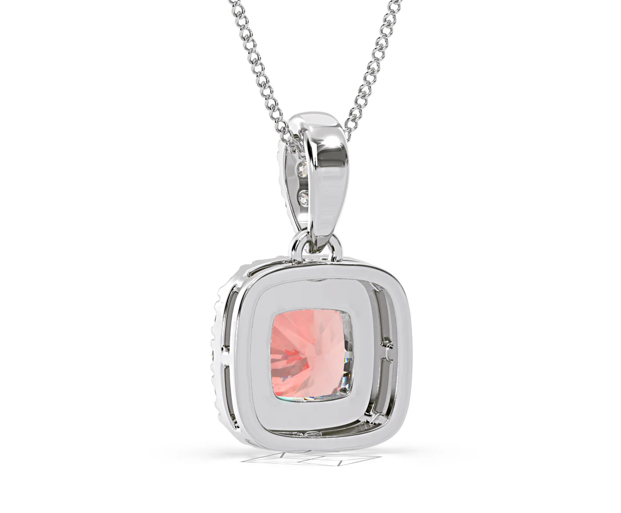 Beatrice Pink Lab Diamond Cushion Cut Necklace 1.38ct in 18K White Gold - Elara Collection - Image 44