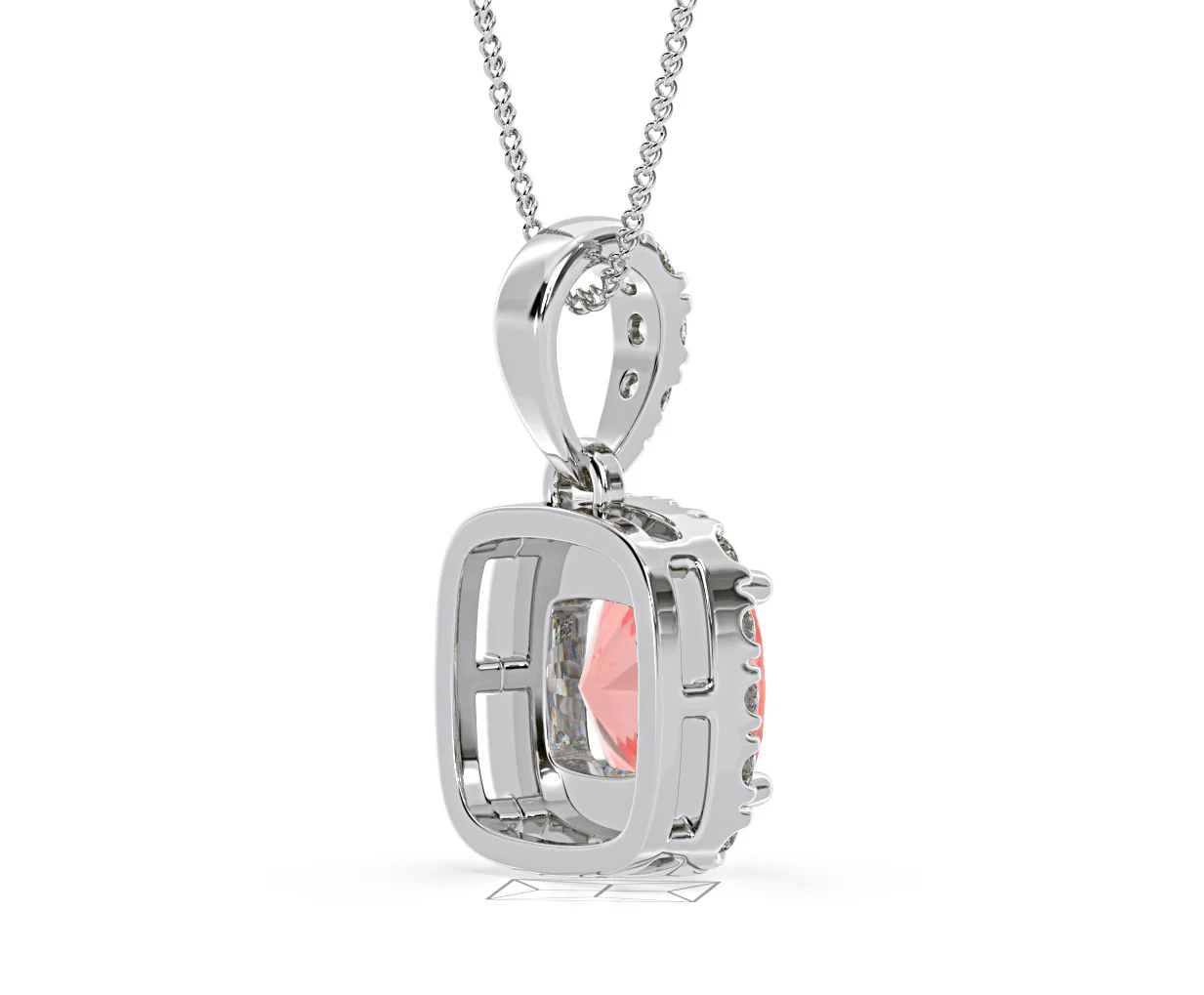Beatrice Pink Lab Diamond Cushion Cut Necklace 1.38ct in 18K White Gold - Elara Collection - Image 60