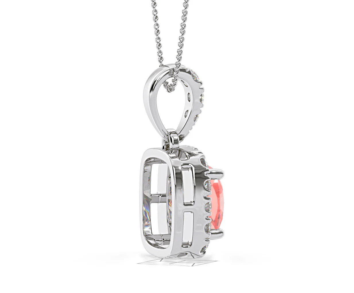 Beatrice Pink Lab Diamond Cushion Cut Necklace 1.38ct in 18K White Gold - Elara Collection - Image 64