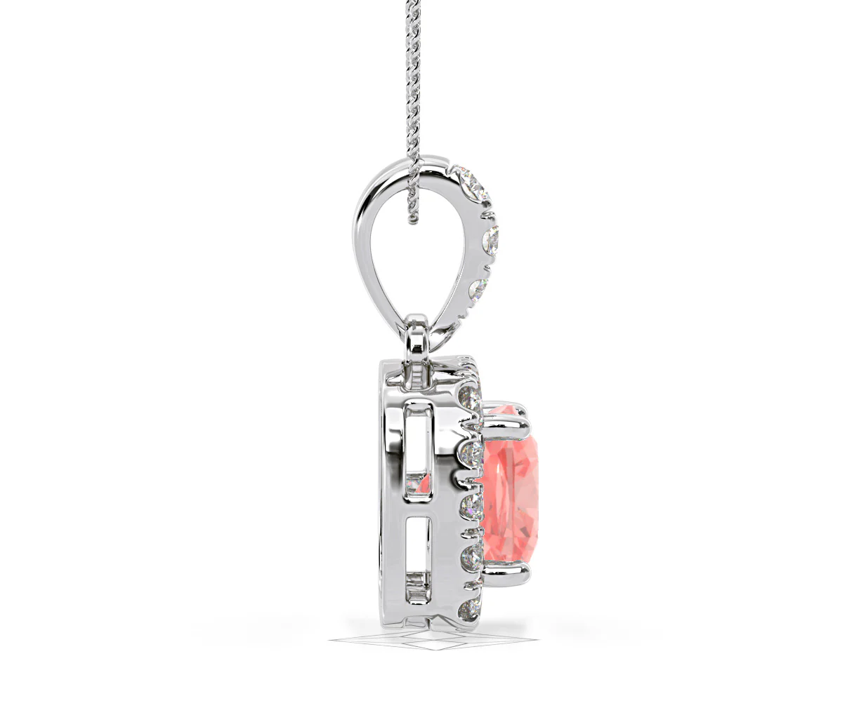 Beatrice Pink Lab Diamond Cushion Cut Necklace 1.38ct in 18K White Gold - Elara Collection - Image 68