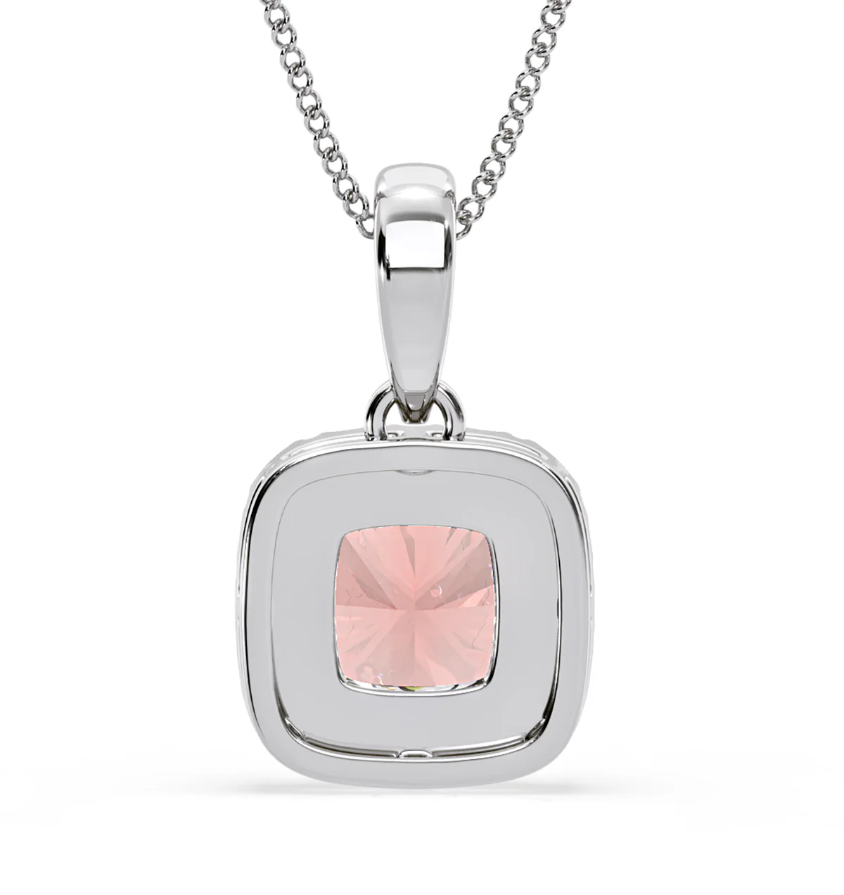 Beatrice Pink Lab Diamond Cushion Cut Necklace 1.38ct in 18K White Gold - Elara Collection - Image 7