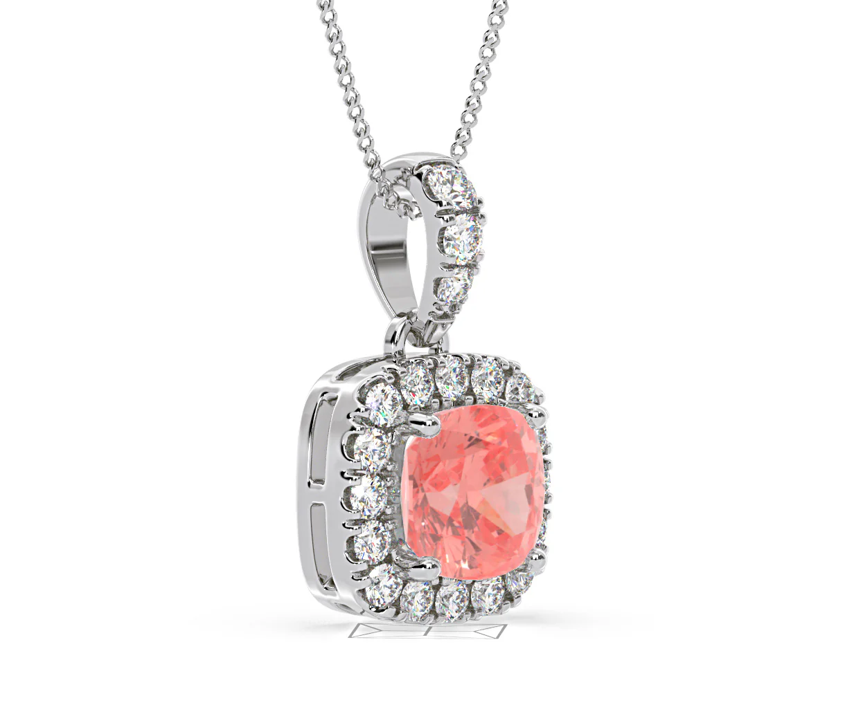 Beatrice Pink Lab Diamond Cushion Cut Necklace 1.38ct in 18K White Gold - Elara Collection - Image 79