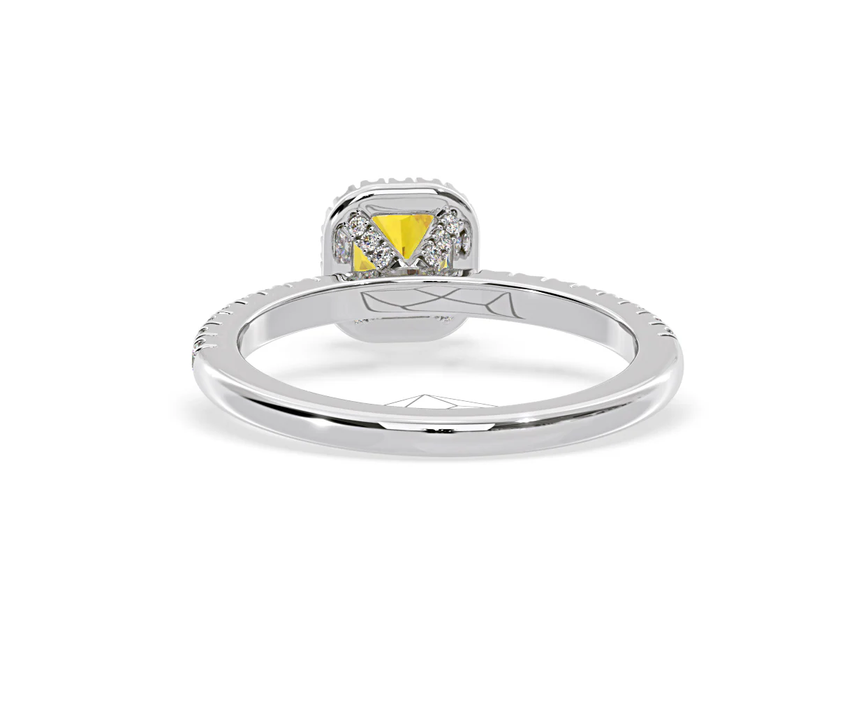 Beatrice Yellow Lab Diamond 1.00ct Cushion Halo Ring in 18K White Gold- Elara Collection - Image 45