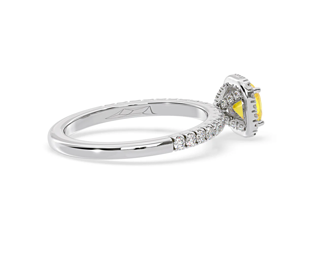 Beatrice Yellow Lab Diamond 1.00ct Cushion Halo Ring in 18K White Gold- Elara Collection - Image 61