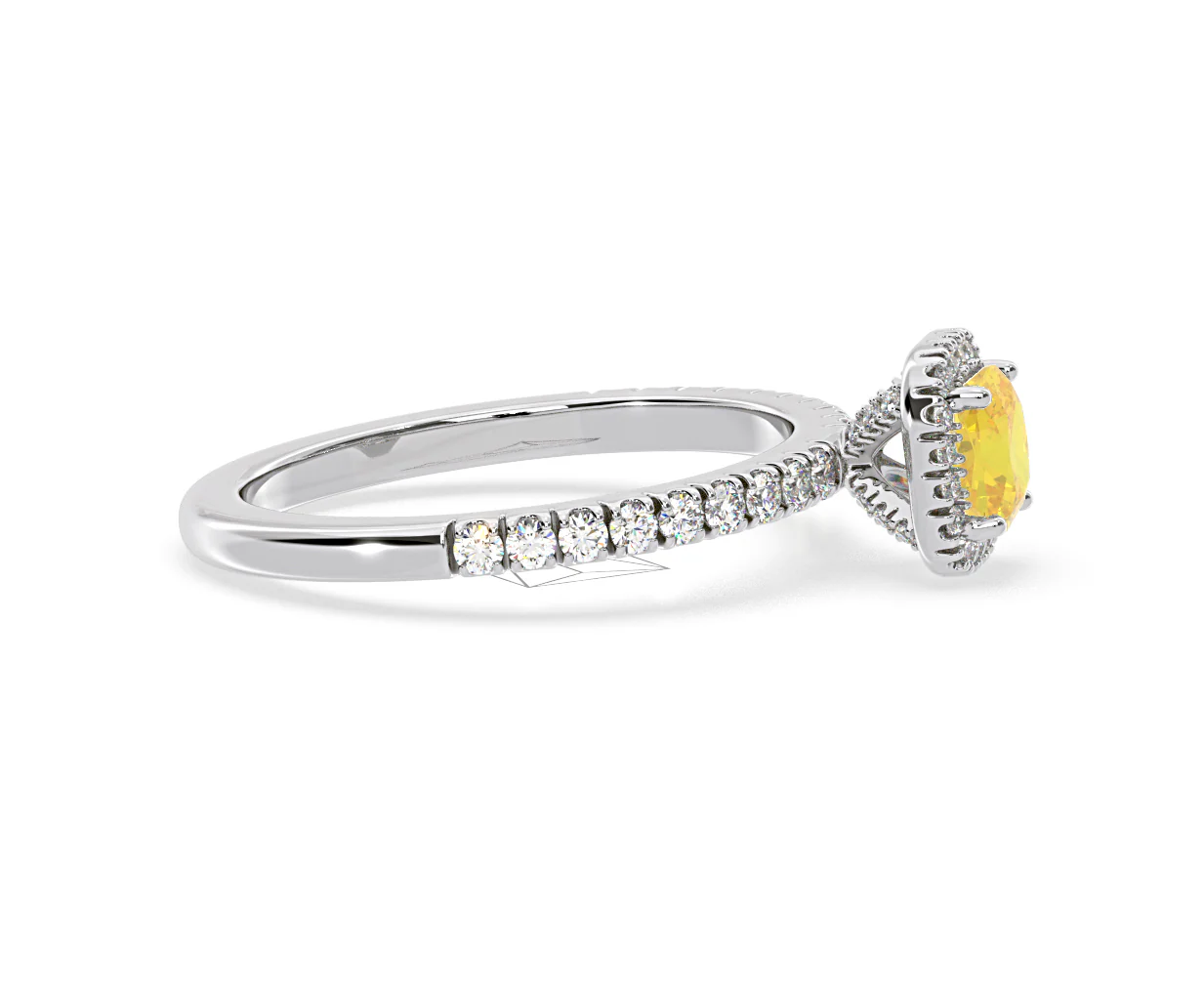 Beatrice Yellow Lab Diamond 1.00ct Cushion Halo Ring in 18K White Gold- Elara Collection - Image 69