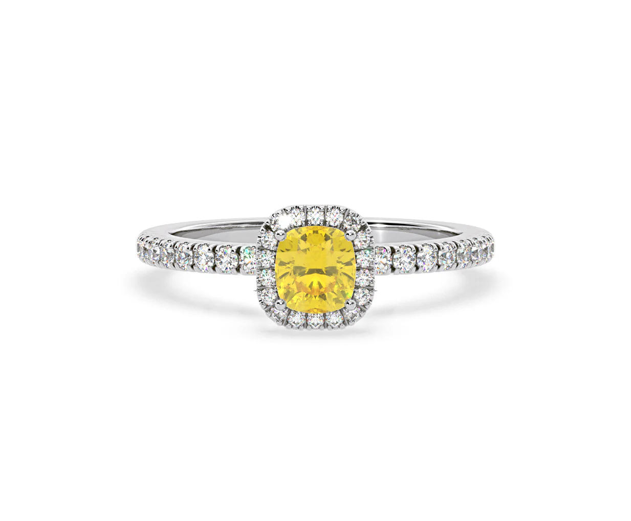 Beatrice Yellow Lab Diamond 1.00ct Cushion Halo Ring in 18K White Gold- Elara Collection - Image 7