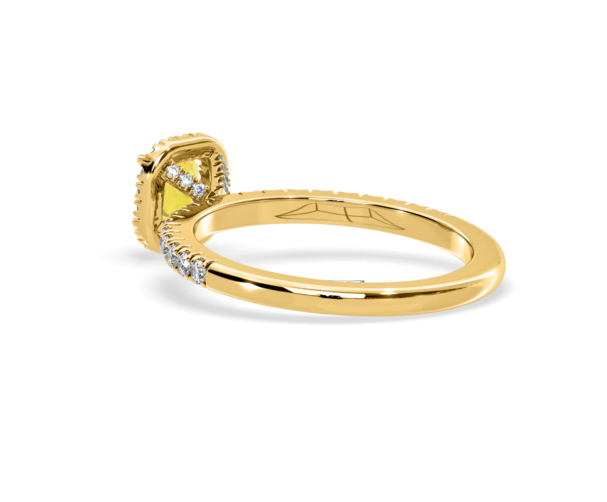 Beatrice Yellow Lab Diamond 1.00ct Cushion Halo Ring in 18K Yellow Gold- Elara Collection - Image 37