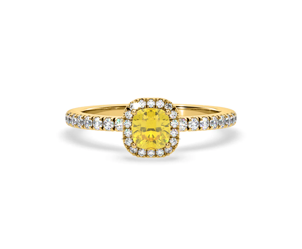Beatrice Yellow Lab Diamond 1.00ct Cushion Halo Ring in 18K Yellow Gold- Elara Collection - Image 7