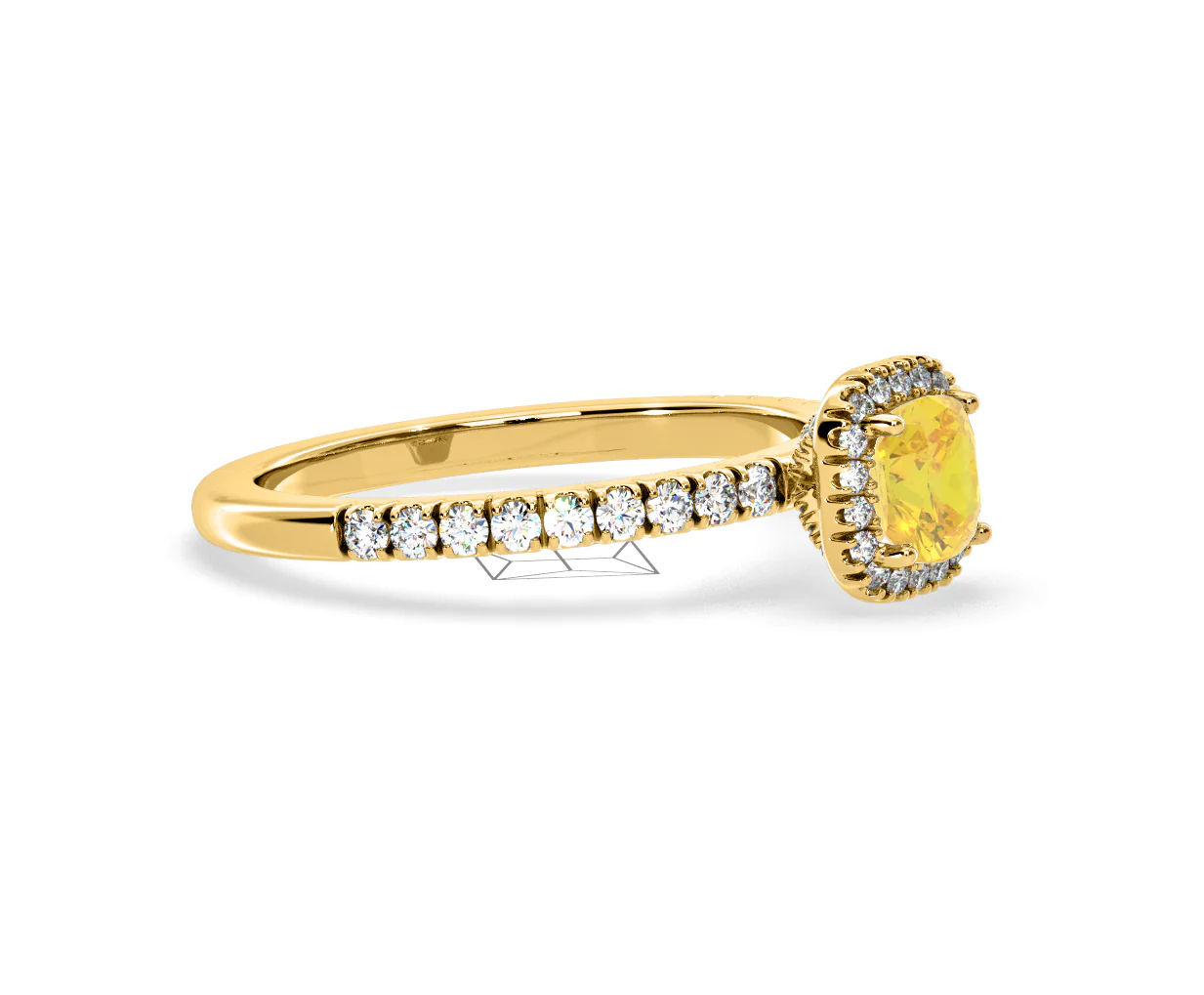 Beatrice Yellow Lab Diamond 1.00ct Cushion Halo Ring in 18K Yellow Gold- Elara Collection - Image 74
