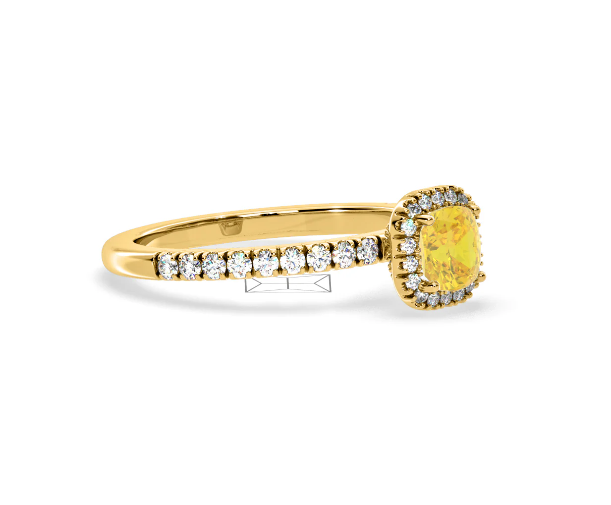 Beatrice Yellow Lab Diamond 1.00ct Cushion Halo Ring in 18K Yellow Gold- Elara Collection - Image 76