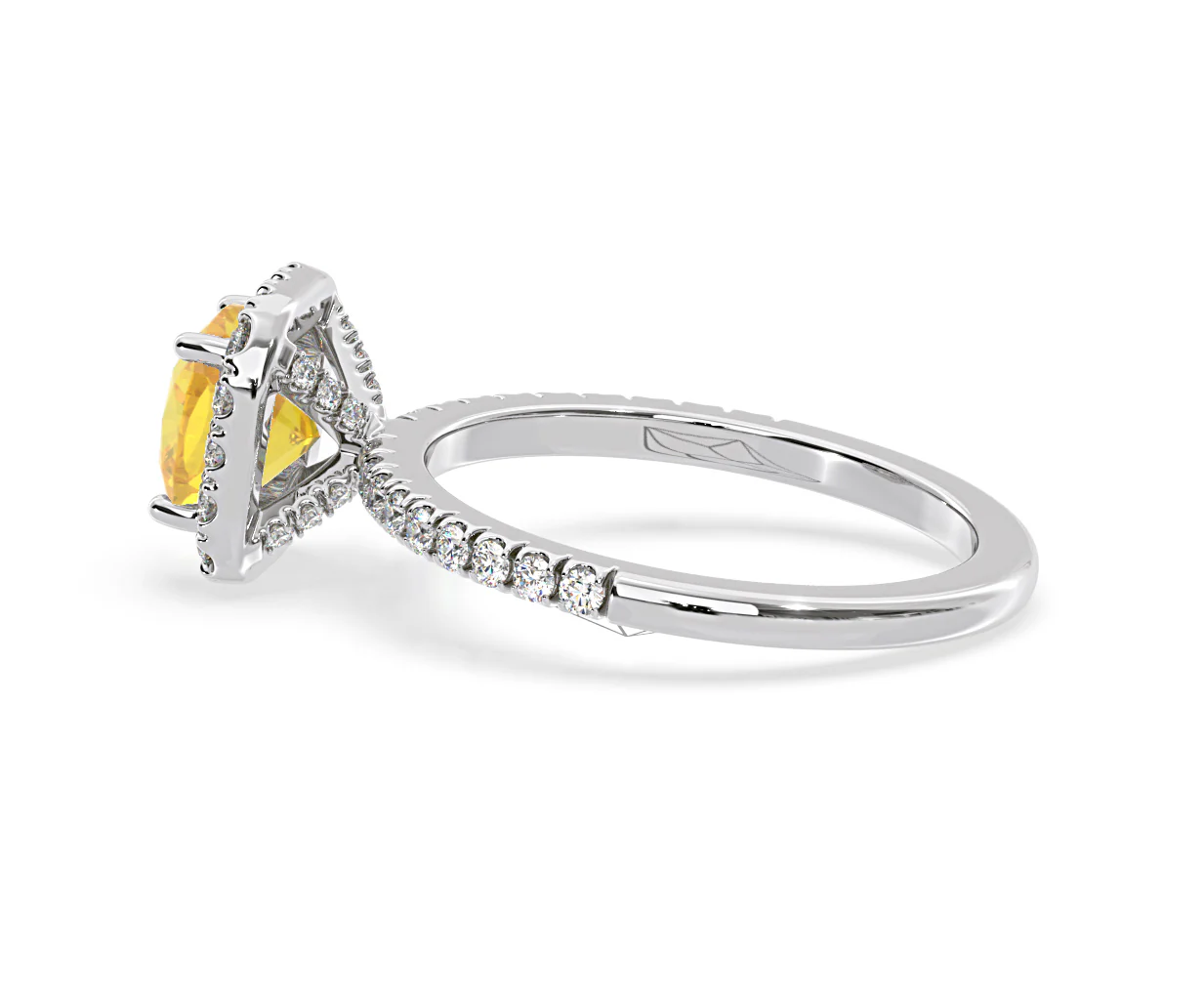 Beatrice Yellow Lab Diamond 1.65ct Cushion Halo Ring in 18K White Gold- Elara Collection - Image 30