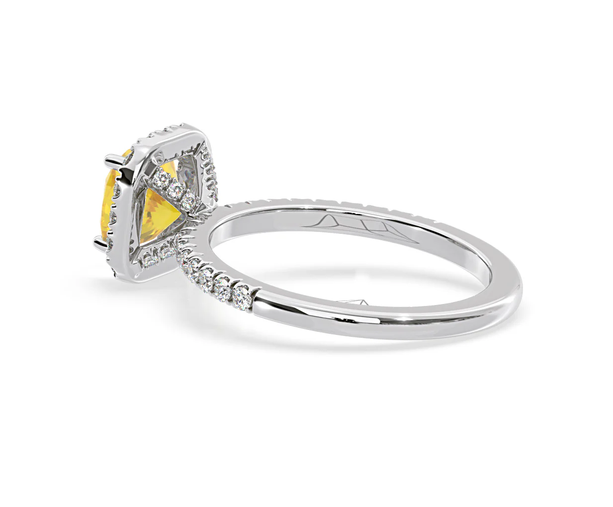 Beatrice Yellow Lab Diamond 1.65ct Cushion Halo Ring in 18K White Gold- Elara Collection - Image 34