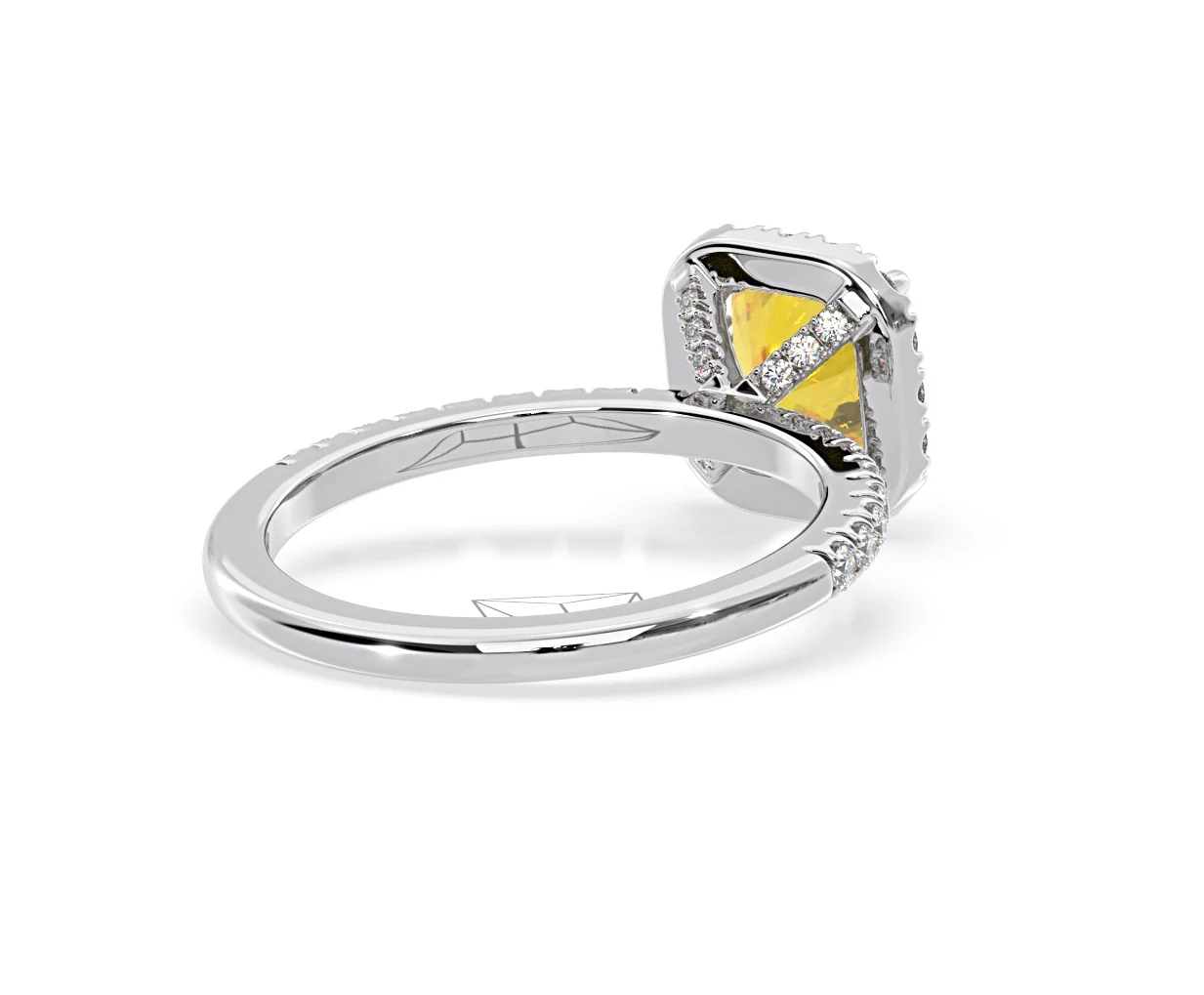 Beatrice Yellow Lab Diamond 1.65ct Cushion Halo Ring in 18K White Gold- Elara Collection - Image 54